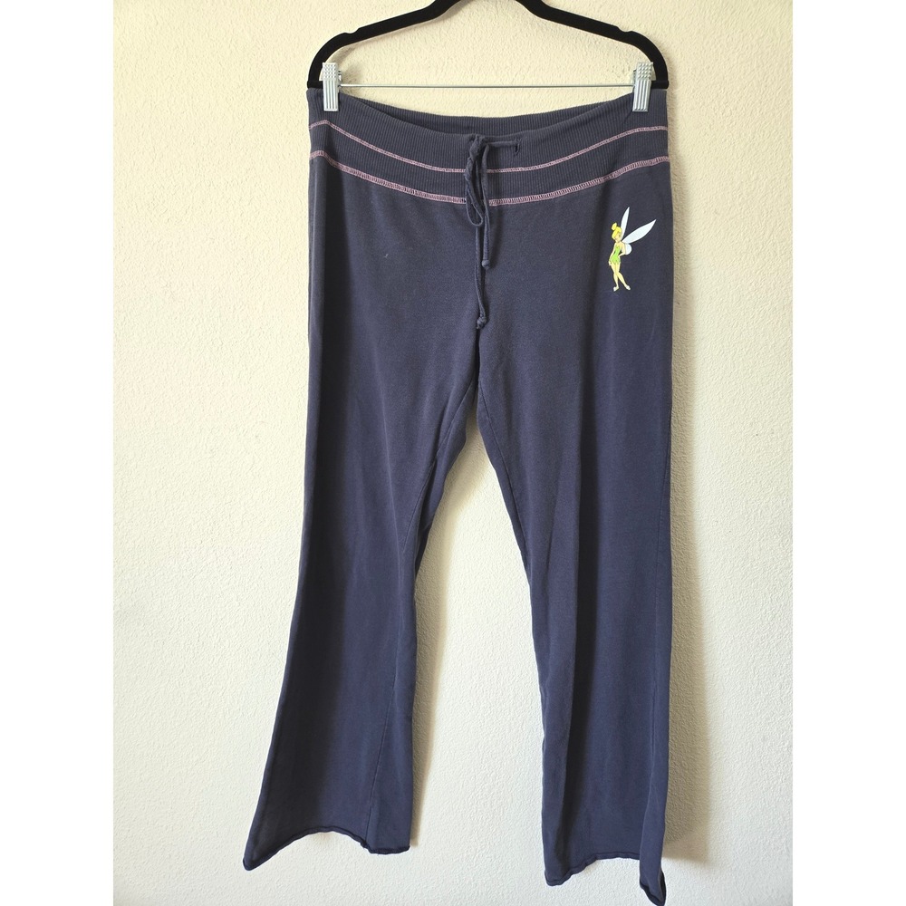 Y2K Disney Womens XL Sweatpants Love SPELLOUT Bootcut Pants Stitching 2000s - Picture 3 of 10